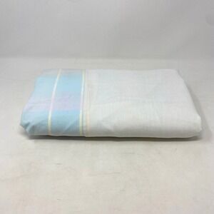Vtg Martex Full Size Bed Skirt 100% Cotton USA Made White Pastel Plaid Drop 14"